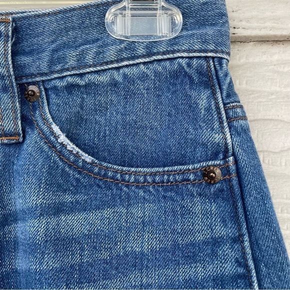 J. Crew Medium Wash Denim Skirt Frayed Hem Stretch Pocket - Sz XS / 0 - Picture 7 of 14